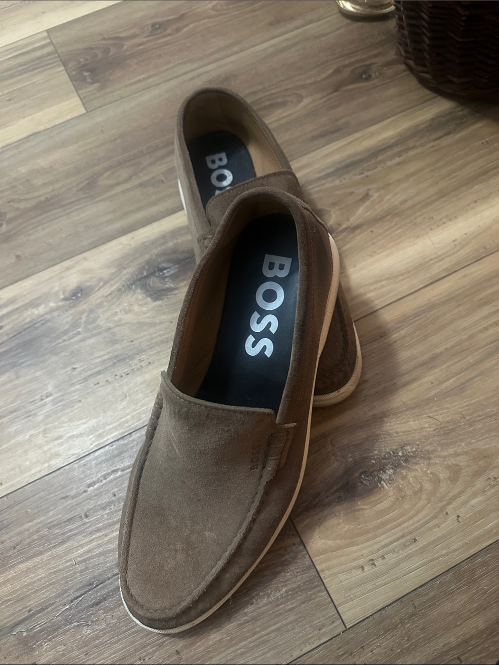 Boss Brown Suede Slip-On Loafers